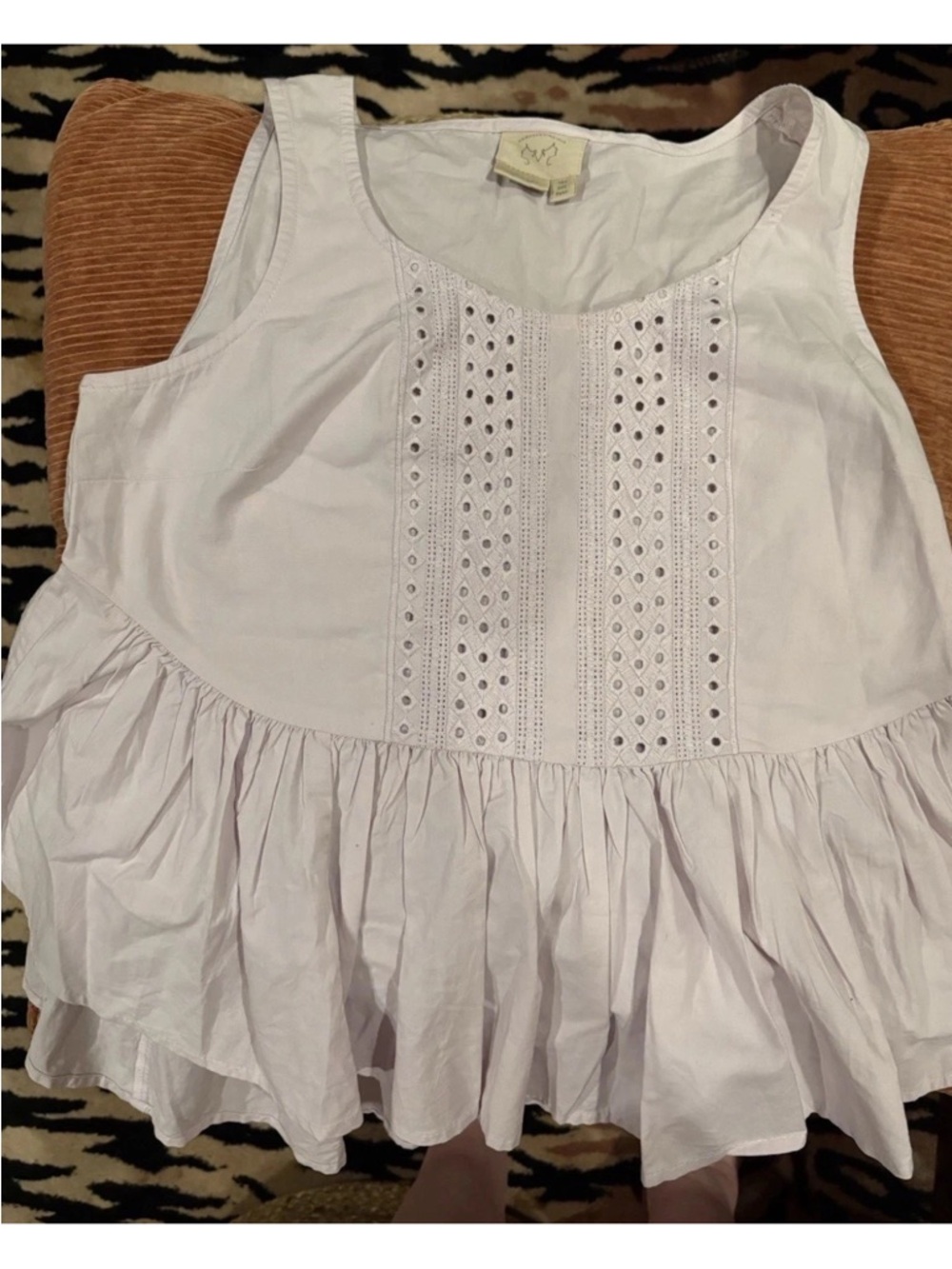 Anthropologie Lavender Eyelet Peplum Tank - Picture 2 of 3